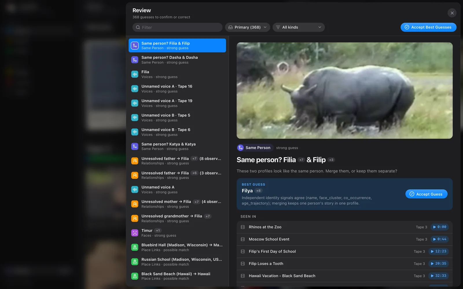 The review queue, dark mode